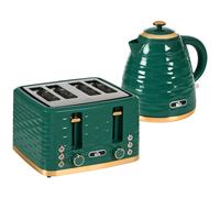 HOMCOM Kettle & Toaster Set, 1.7L Kettle, 4 Slice Toaster, Green