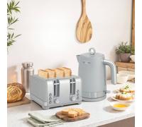 HOMCOM Kettle & Toaster Set with 3000W Rapid Boil, 4 Slice Toaster in Grey HOMCOM Grey