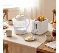 HOMCOM Kettle & Toaster Set with Limescale Filter, Crumb Tray in Cream HOMCOM Cream