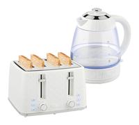 HOMCOM Kettle & Toaster Set with Strix Thermostat, Crumb Tray, Cream HOMCOM Cream