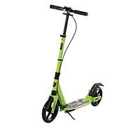 HOMCOM Teens Adult Kick Scooter Foldable Adjustable Aluminum Ride On Toy For 14+ w/ Dual Brake System, Shock Mitigation System - Green 95.5-110.5H CM