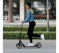 HOMCOM Folding Kick Scooter, Adjustable Ride On Scooter with 200mm Big Wheels and Double Shock Absorption, Urban Scooter for 14+ Teens Adult, Black