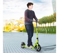 HOMCOM Kick Scooter, Folding 2 Wheel Scooter for 14+ Teens Adults, with Dual Brake System, Dual Suspension, 230mm Big Wheels, 3 Adjustable Handlebar, up to 100KG, Green Green