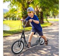 HOMCOM Kick Scooter for Teens W/ Adjustable Height Brakes Rubber Wheels Kickstand in Black HOMCOM Black