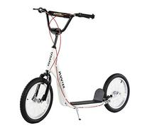 HOMCOM Kick Scooters for Kids with Adjustable Height, Anti-Slip Deck, Dual Brakes, Rubber Tyres, for Boys and Girls Aged 5+ Years Old - White