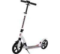 HOMCOM Foldable Kick Scooter with Double Shock Absorption and Big Wheels, Height Adjustable Aluminium Frame Big Wheel Scooter for 14+ Teens Adult - White