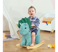 Kids Plush Ride-On Rocking Gliding Dinosaur Triceratops, Green