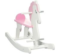 HOMCOM Kid Wooden Rocking Horse, Ride-On Toy with Handlebar, Foot Pedal for Toddlers Boys Girs (Pink) for Ages 1-3 Years