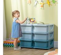 HOMCOM Kids 3 Tier Storage Unit Toy Storage Organiser Vertical Dresser Tower in Blue HOMCOM Blue