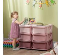 HOMCOM 6 Drawers Plastic Storage Units, 3 Tier Kids Storage Units, Children Toy Chest for Nursery, Playroom, Bedroom, Pink