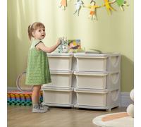 HOMCOM Kids Storage Unit Toy Box Vertical Dresser with Six Drawers - Cream, Cream