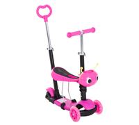 HOMCOM 5 in 1 Kids Scooter 3 Wheel Adjustable Handlebar for 18 Month+ Pink
