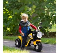 HOMCOM 6V Kids Electric Motorbike 3-Wheel Ride-On Toy with Horn 18-36 Months Yellow