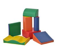 HOMCOM Soft Play Set, 7 Piece Soft Foam Blocks, Toddler Climb and Crawl Activity Play Set for 1-3 Years, Soft Play Equipment for Building and Stacking, Educational Play, Red