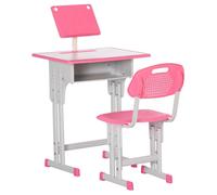 Homcom Kids Adjustable Desk And Chair Set Book Stand Pen Slot - Pink