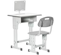 HOMCOM Kids Adjustable Desk and Chair Set - Grey | TJ Hughes