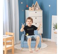 HOMCOM Child Armchair Wood Frame With Padding Seat Low-rise Bedroom Blue, Blue