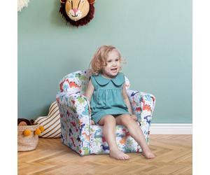 Homcom Kids Armchair Toddler Sofa Foam Filled Upholstered Couch Dinosaur