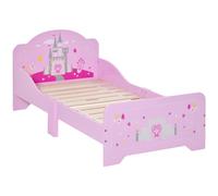 HOMCOM Kids Bed Princess Castle Theme w/ Side Rails Slats Home Furniture for 3 - 6 Yrs Pink 143 x 73 x 60 cm Pink