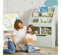 HOMCOM Kids Bookcase, Toy Box w/ Storage Drawer, Wheels for Bedroom - Green, Green