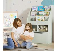 HOMCOM Kids Bookcase, Toy Box w/ Storage Drawer, Wheels for Bedroom - Green, Green