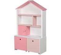 HOMCOM Kids Bookshelf Chest Drawer with Wheels Baby Toy Wood Organizer
