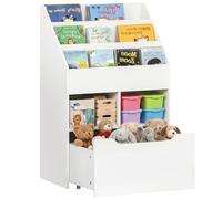 HOMCOM Kids Bookshelf with Moveable Drawer, Montessori-Inspired White