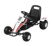 HOMCOM Kids Children Pedal Age 3+ Go Kart Manual Ride On Car w/Brake Gears Steering Wheel Adjustable Seat 4 Smooth Wheels Racing-Style White 104 x 66 x 57 cm
