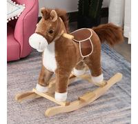 HOMCOM Kids Classic Plush Rocking Horse w/ Moving Mouth Tail Sounds 18-36 Months in Brown HOMCOM Brown