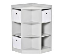 HOMCOM Kids Corner Storage Cabinet with 9 Compartments & 3 Drawers, Anti-Tip, 311-044GY