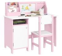 HOMCOM Kids Desk And Chair Set 2 PCs Multi Use Toddler Whiteboard Pink