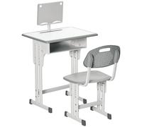 HOMCOM Kids Desk and Chair Set - Grey, Grey