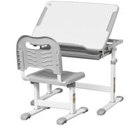 HOMCOM Kids Desk and Chair Set Height Adjustable Student Writing Desk Grey