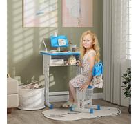 HOMCOM Kids Desk & Chair Set Adjustable Height Study Table Set w/ Drawer in Blue HOMCOM Blue