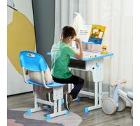 Homcom Kids Desk And Chair Set With Drawer, Book Stand, Pen Slot, Blue