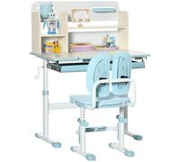 Height Adjustable Kids Desk and Chair Set, for Ages 3-12 Years HOMCOM Blue One Size
