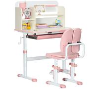 HOMCOM Kids Desk and Chair Set with Storage Shelves, Washable Cover - Pink