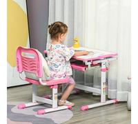 HOMCOM Kids Desk and Chair Set w/ Drawer, Pen Slot Hook - Pink