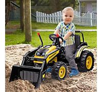 HOMCOM Kids Digger Ride On Excavator Tractor with 6V Battery, Music and Headlights - Yellow, Yellow