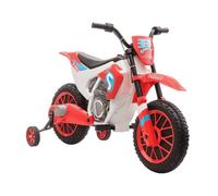 Homcom 12V Kids Electric Motorbike Ride-On Motorcycle W/ Training Wheels - Red