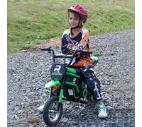 HOMCOM Kids Electric Motorbike with Twist Grip Throttle, 12" Pneumatic Tyres in Green HOMCOM Green
