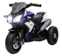 HOMCOM Kids Electric Motorcycle 6V Ride on Motorcycle Foot Pedal Blue | 3 Wheels, LED Headlight, Music, Horn, Battery Powered Vehicle Toy, for Boys Girls 3-5 Years