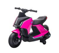 HOMCOM 6V Kids Electric Motorbike Ride On Toy w/Music Headlights Safety Training Wheels for Girls Boy 2-4 Years Pink