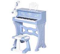 HOMCOM 37 Key Keyboard Battery Piano Kids Microphone Stool Educational Game