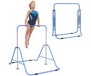 HOMCOM Kids Gymnastic Bar Foldable Horizontal Training Bar Blue