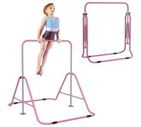 HOMCOM Kids Gymnastic Bar Foldable Horizontal Training Bar Pink
