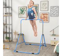 HOMCOM Kids Gymnastic Bar w/ Adjustable Height, Foldable Training Bar - Blue, Blue