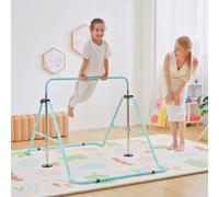 HOMCOM Kids Gymnastic Bar w/ Adjustable Height, Foldable Training Bar in Light Blue HOMCOM Light Blue
