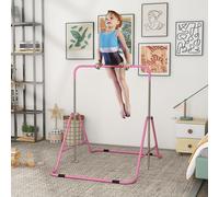 HOMCOM Kids Gymnastic Bar w/ Adjustable Height, Foldable Training Bar in Pink HOMCOM Pink