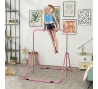 HOMCOM Kids Gymnastic Bar w/ Adjustable Height, Foldable Training Bar - Pink, Pink